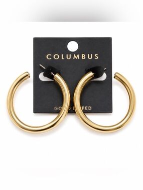 Columbus Gold Tone Thick Hoop Earrings | Bold Minimalist Statement